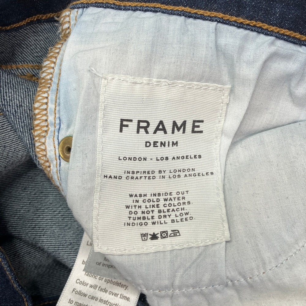 FRAME Denim Le High Flare Jeans Womens 32 x 32 Dark Blue Wash Stretch USA Made - Picture 4 of 10